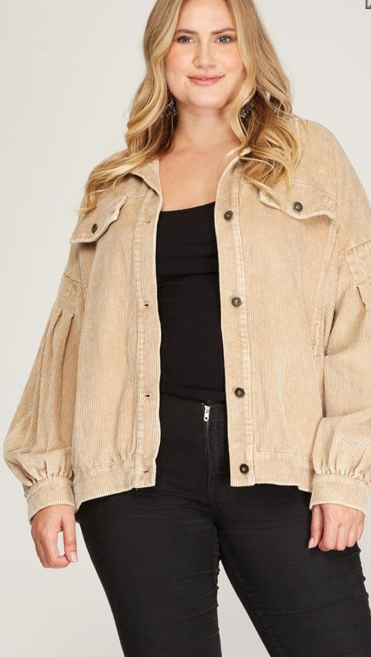 Curvy Style Long Sleeve Balloon Jacket