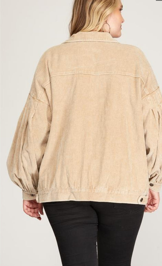 Curvy Style Long Sleeve Balloon Jacket