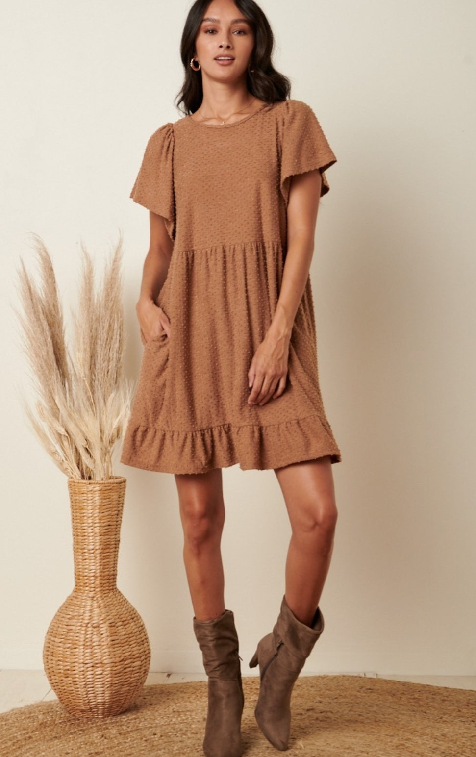 Swiss dot baby-doll dress