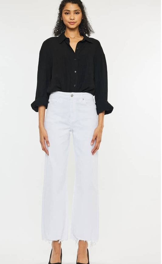 White Rough Hemline Denim