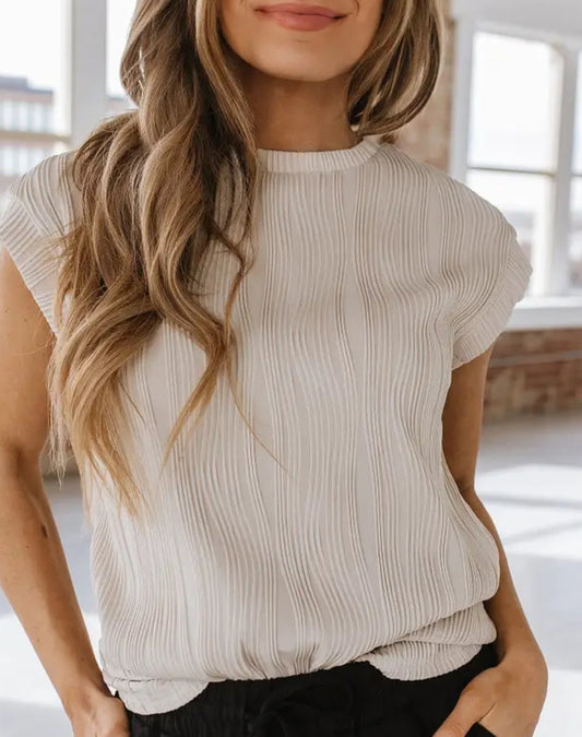 Tony Textured Cap Sleeve Top