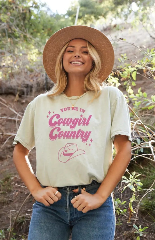 You're in Cowgirl Country  Mineral Washed Graphic Top