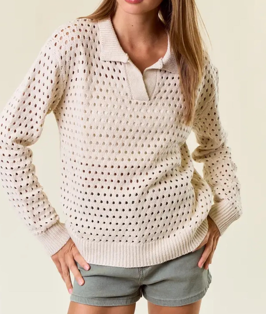 Split open stitch polo