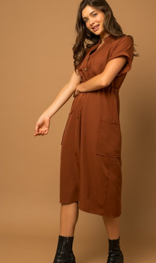 Shirt sleeve midi dress