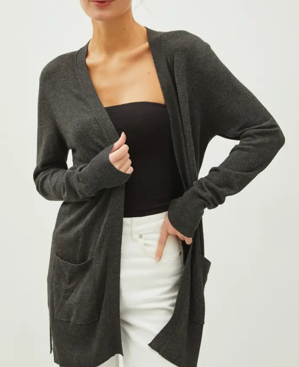 Essential Open Front Knit Sweater Cardigan