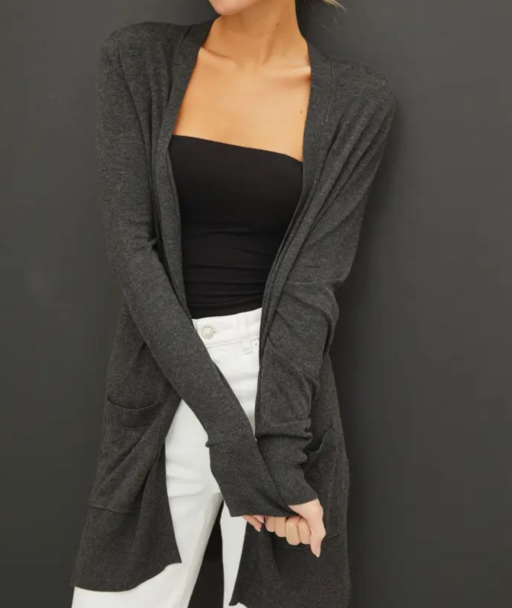 Essential Open Front Knit Sweater Cardigan