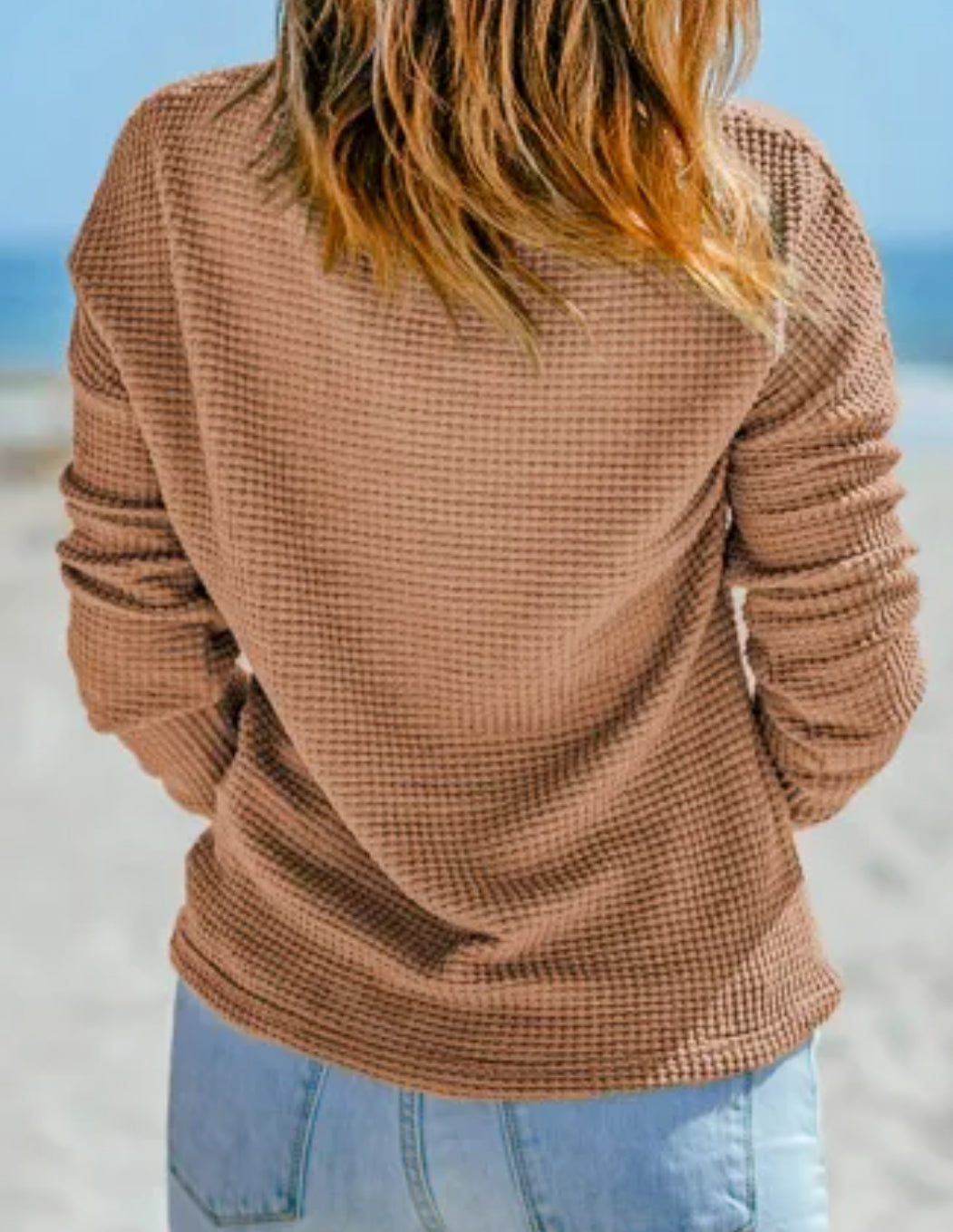 Pre - order Khaki waffle knit top