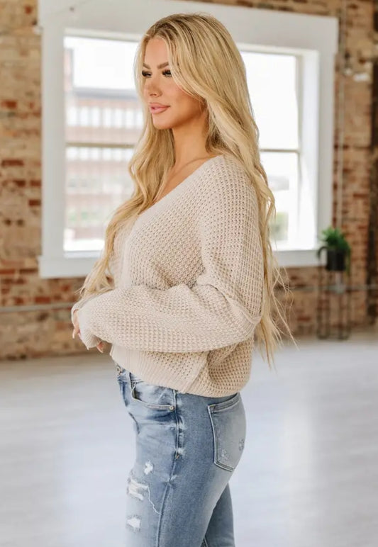 Giada Waffle Knit V-Neck Sweater