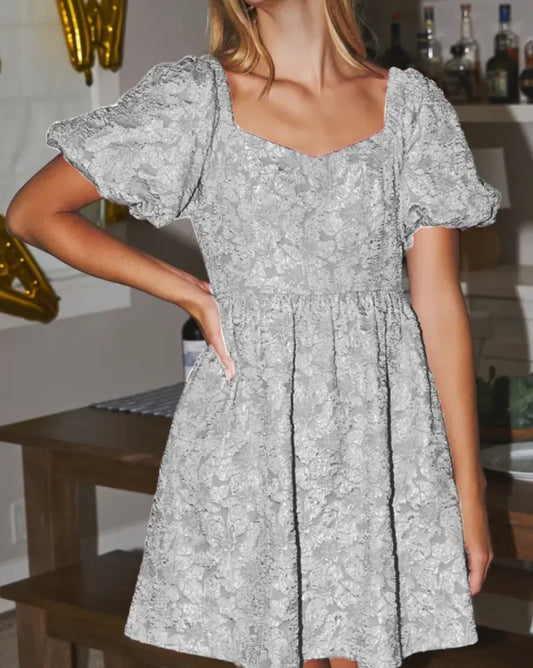 Oddi Satin Jacquard Baby Doll Dress