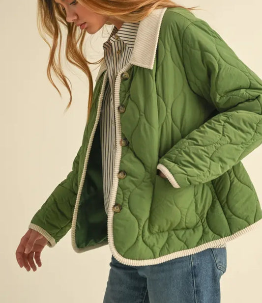 Quilted Button-Down Jacket