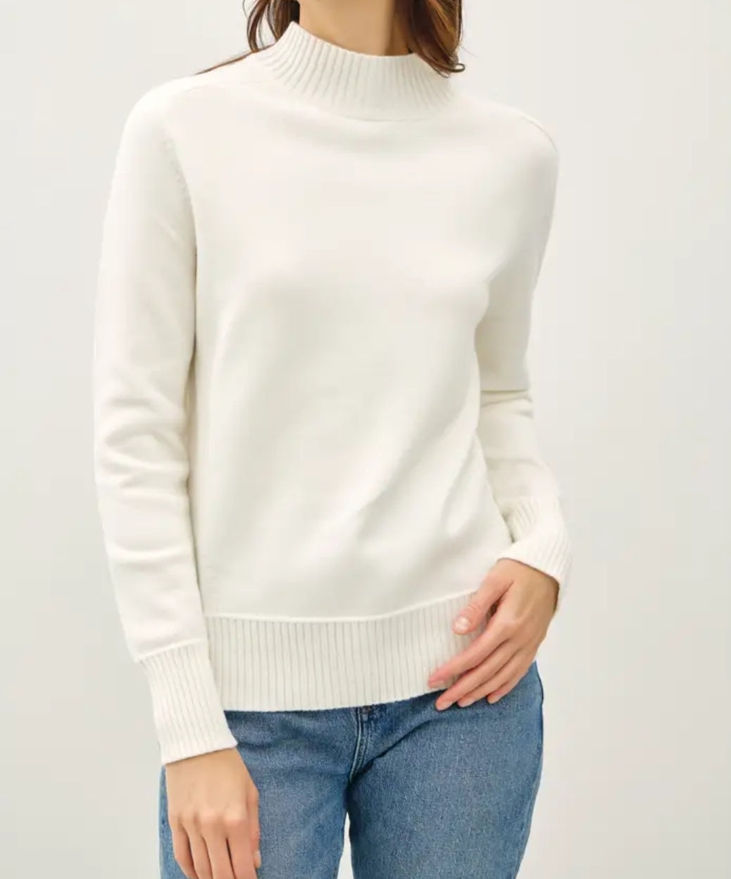 Classic Mock Neck Sweater with Shoulder Panel
