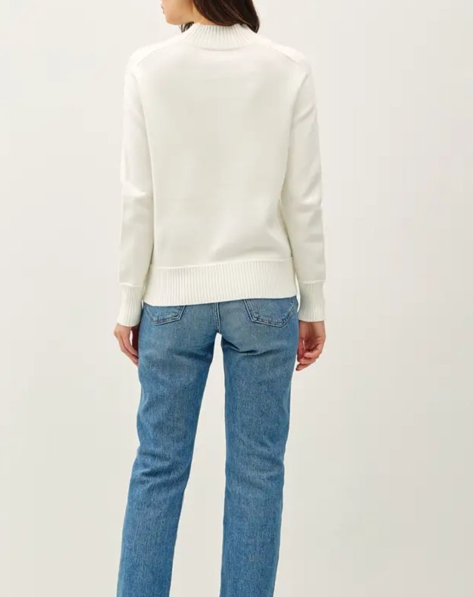 Classic Mock Neck Sweater with Shoulder Panel