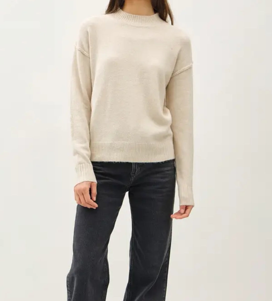 High Neck Oversized Sweater with Back Yoke