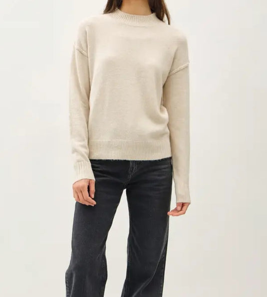 High Neck Oversized Sweater with Back Yoke