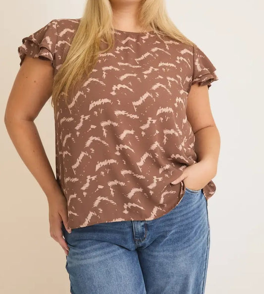 Curvy Double Ruffle Short Sleeve Top
