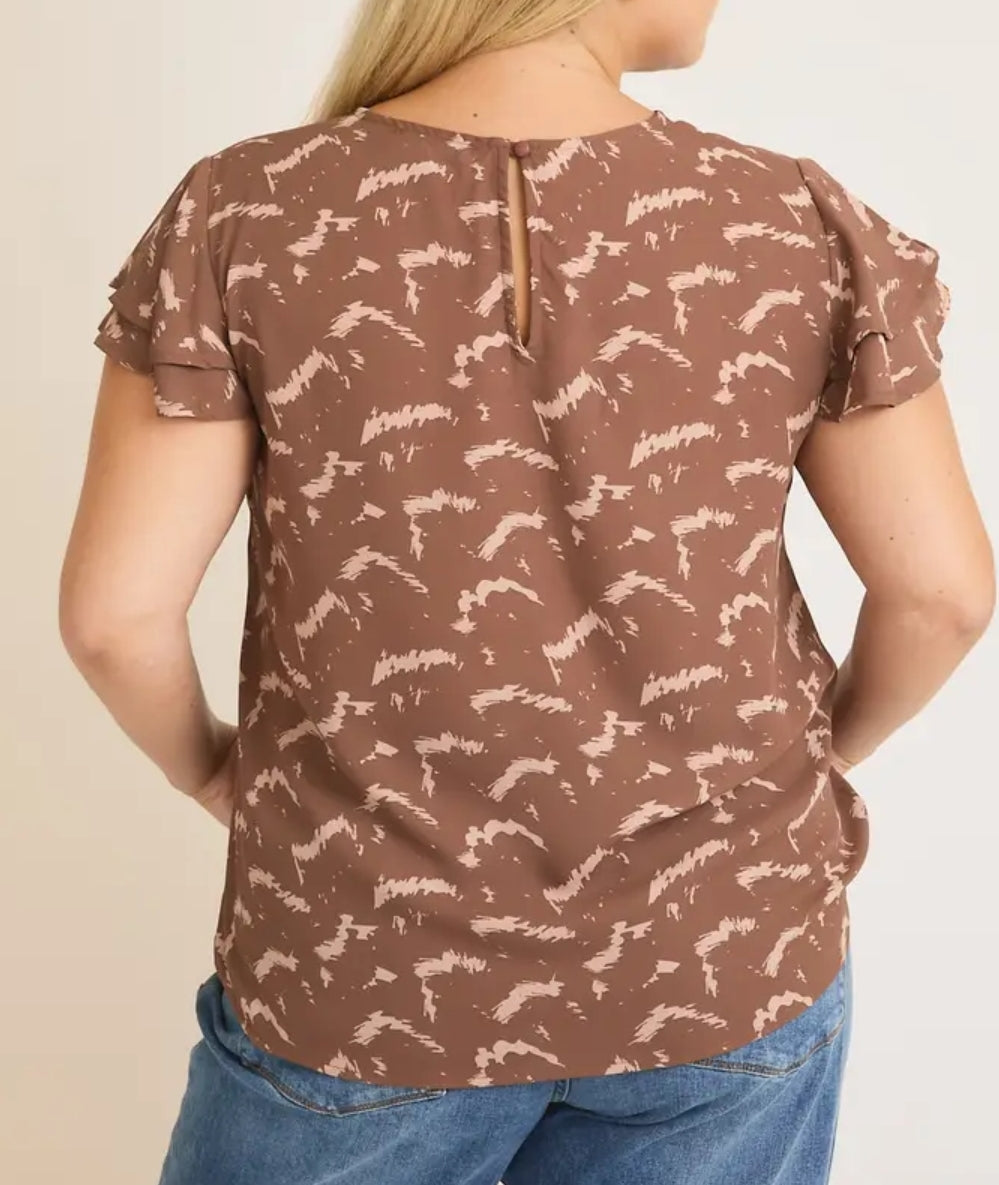 Curvy Double Ruffle Short Sleeve Top