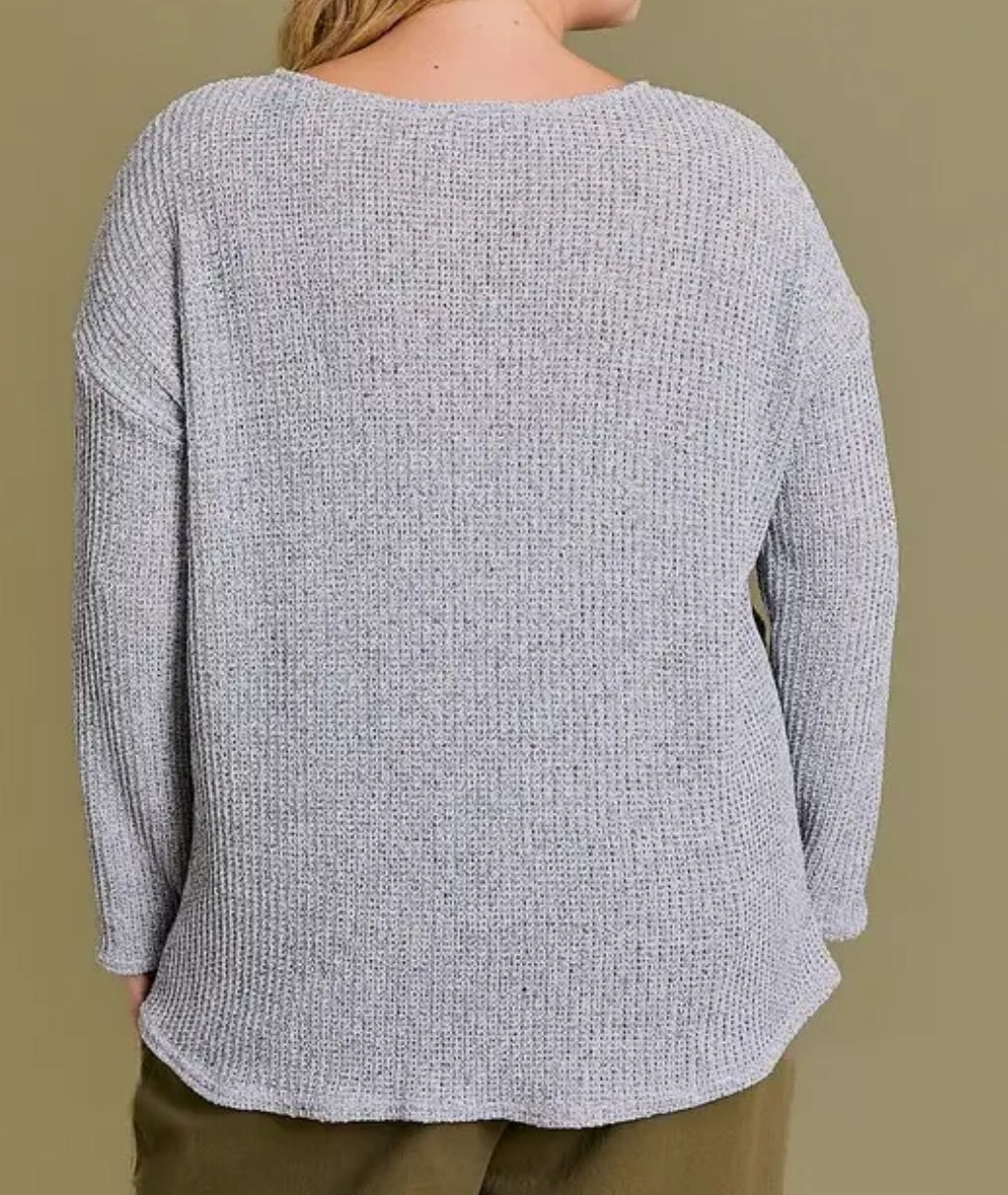 Plus Long Sleeve Boat Neck Side Slit