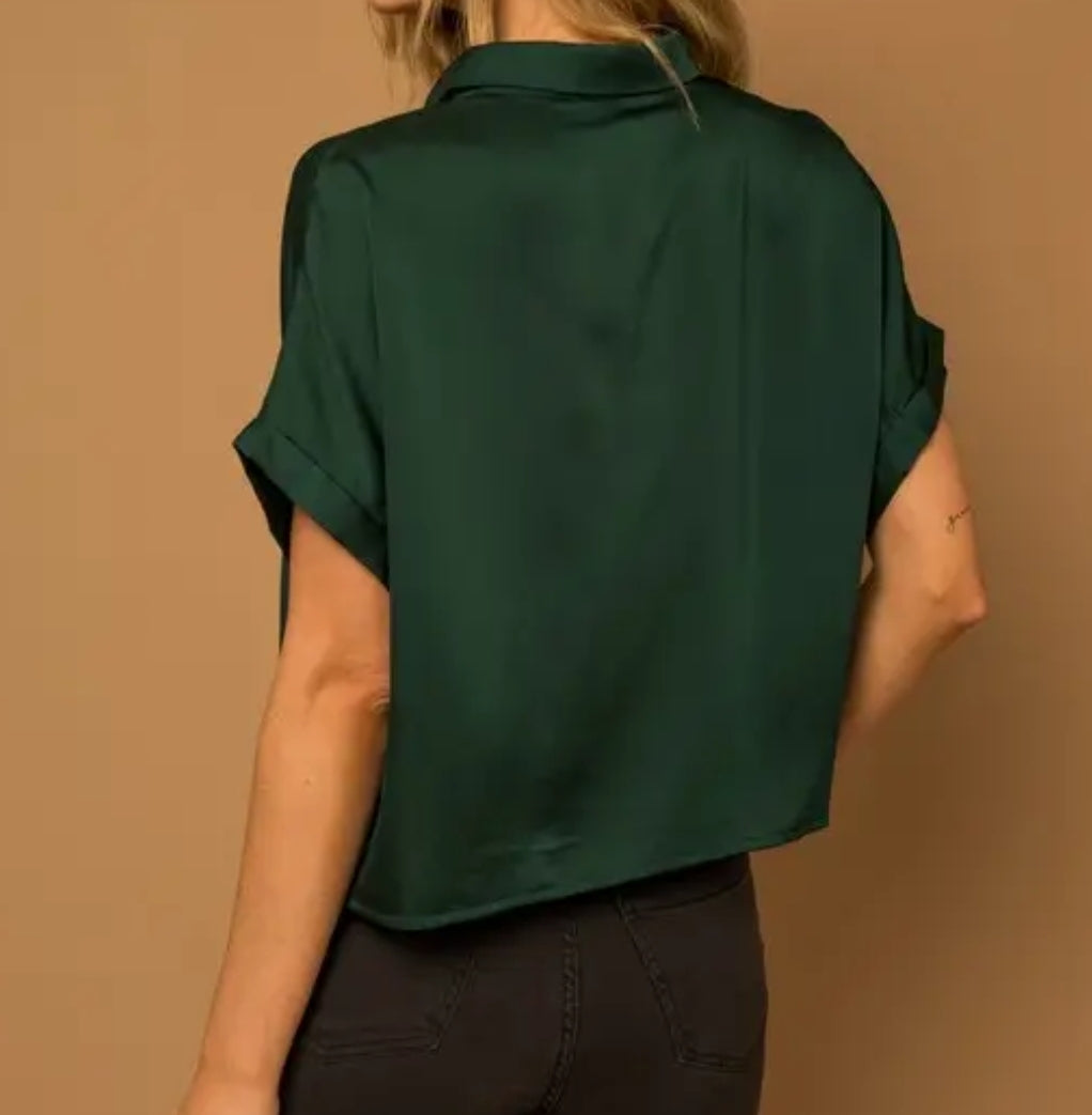 Satin Boxy Button Down Blouse