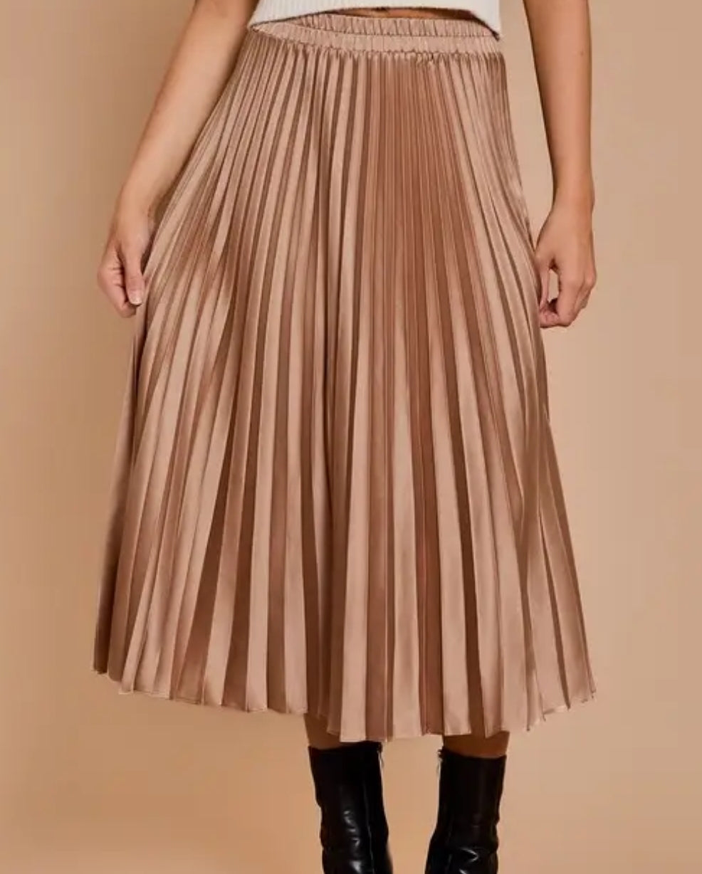 Sunburst Pleated Satin Skirt