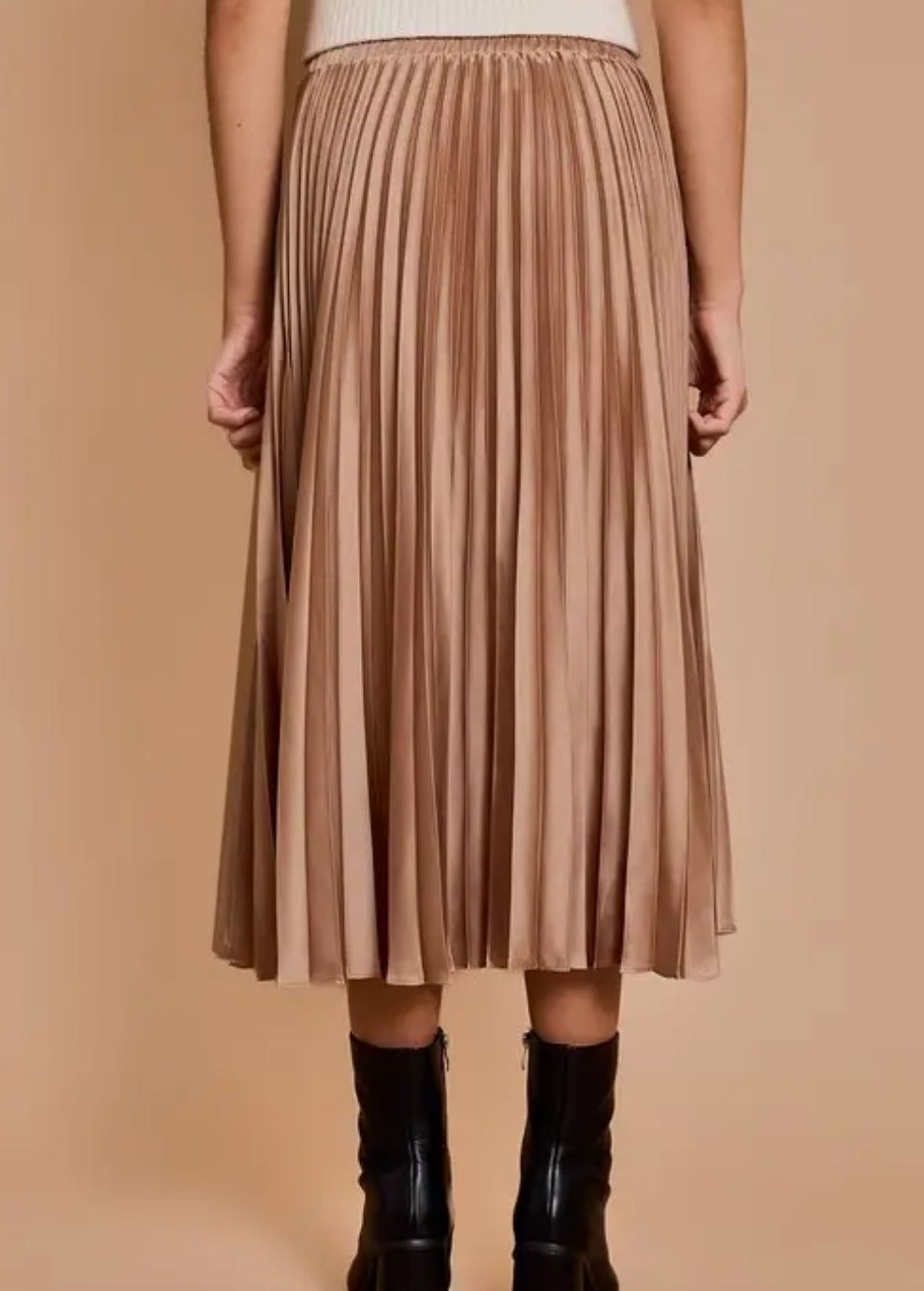 Sunburst Pleated Satin Skirt