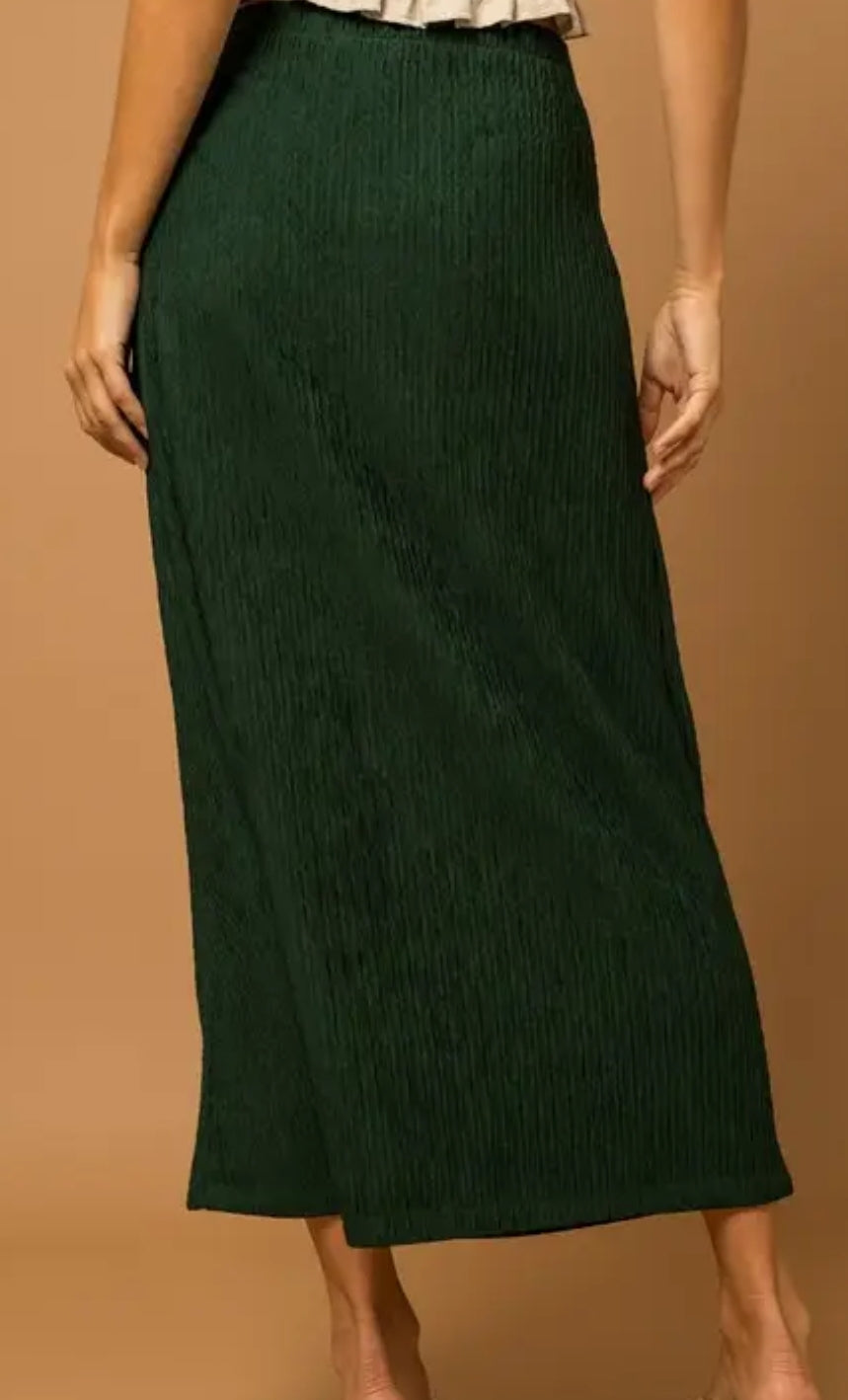 Wrap Tie Textured Midi Skirt