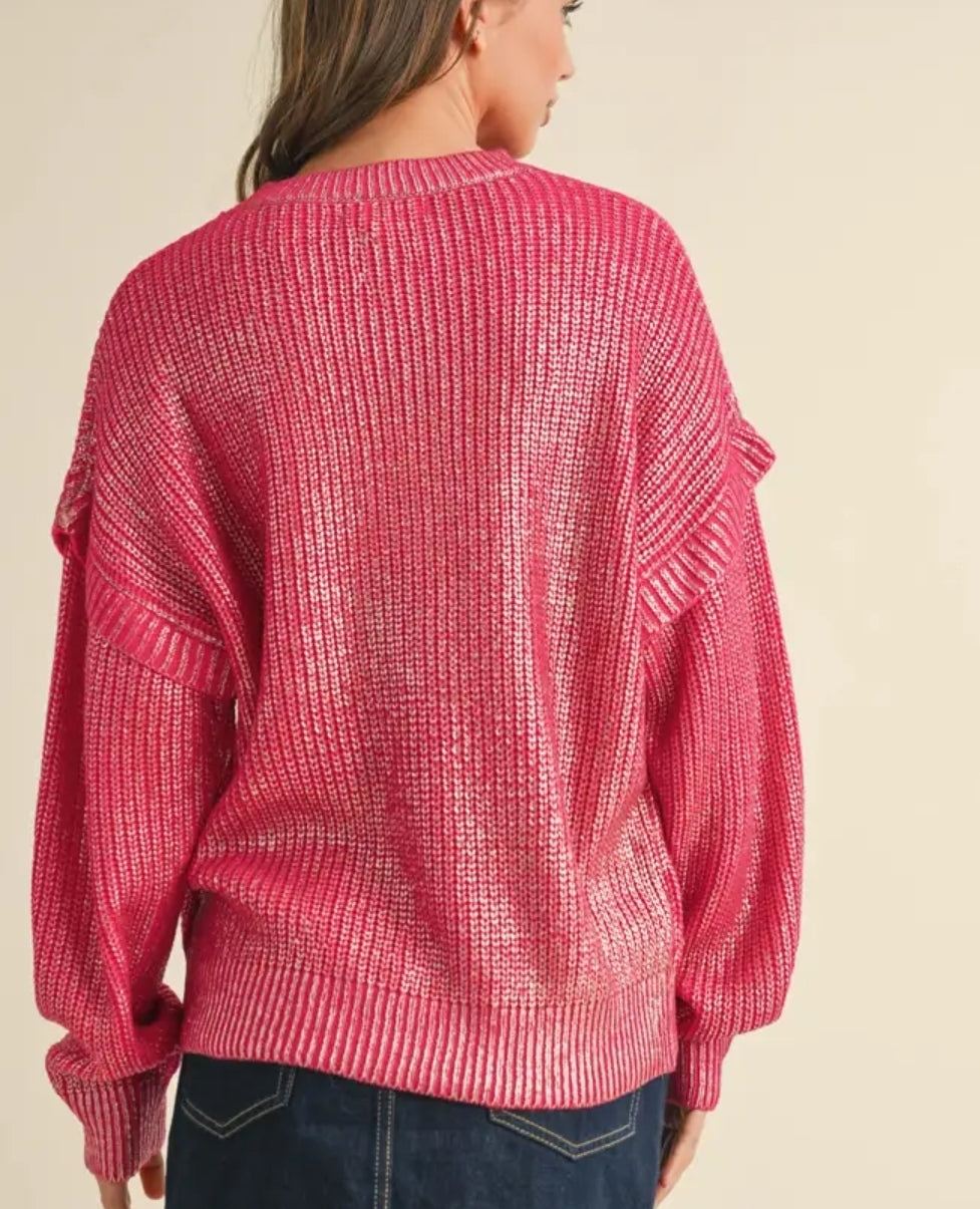 Rib metallic sweater