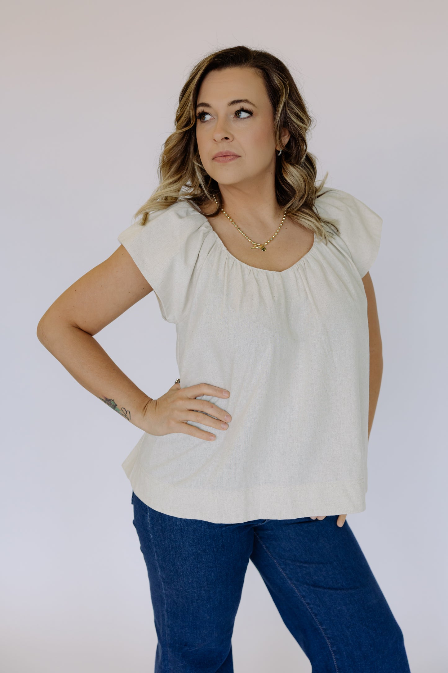 She's Sweet Linen V-Neck Top!