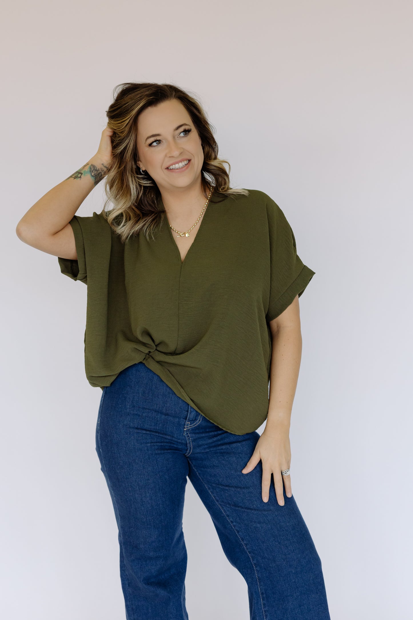 Oversized V-Neck Blouse!