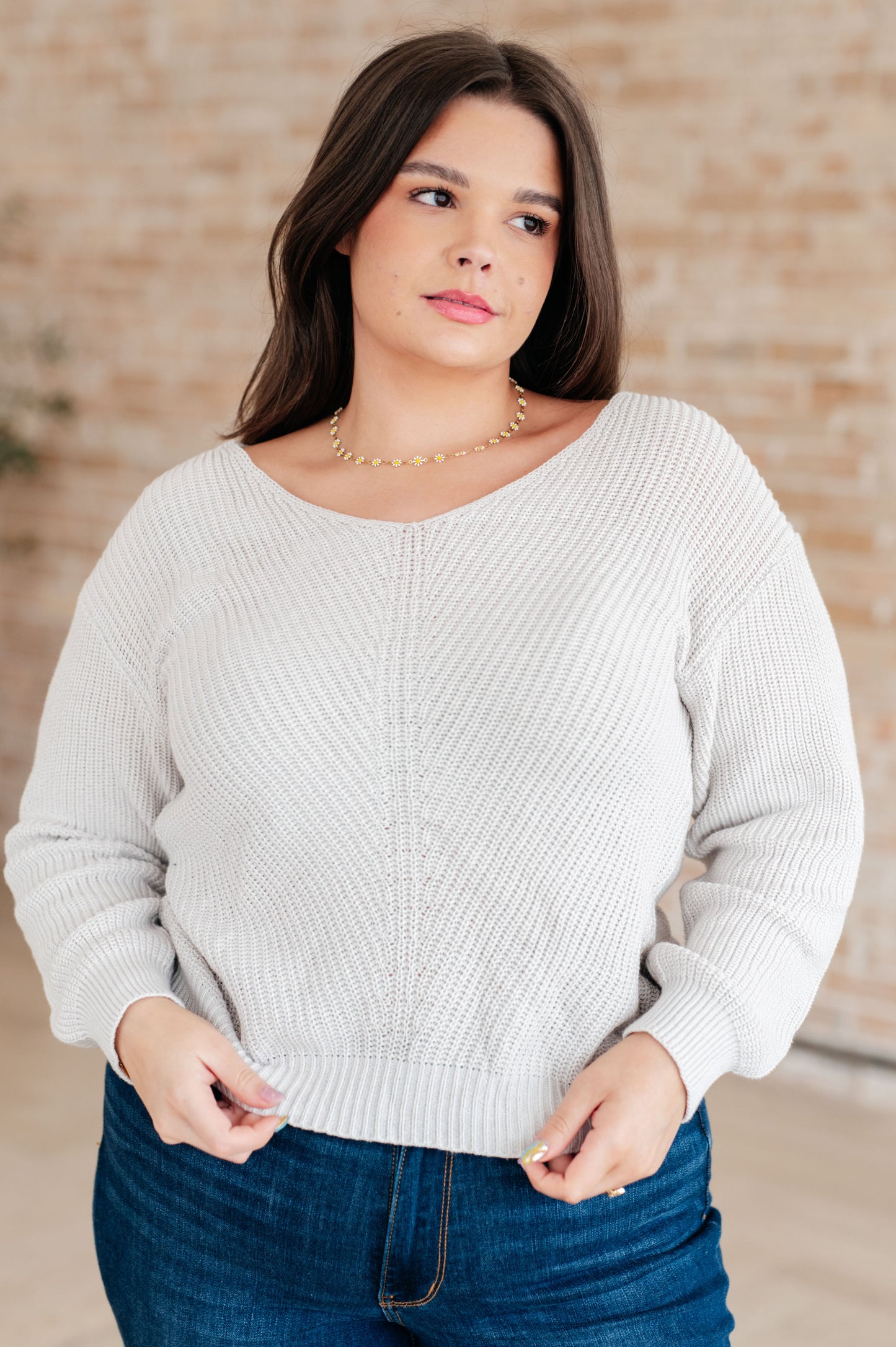 Online Only - Told You So Ribbed Knit V Neck Sweater