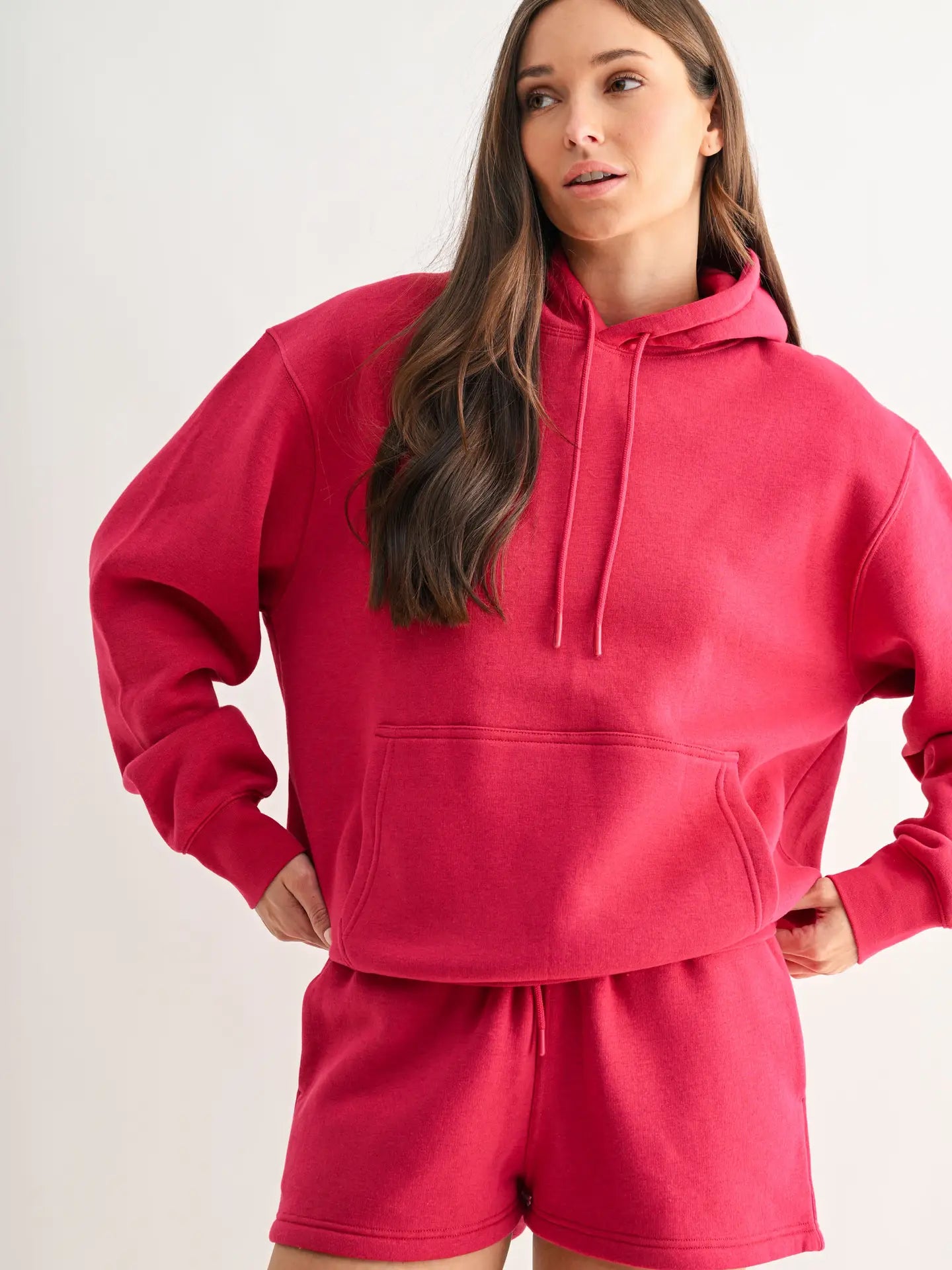 Cotton Blend Drop Shoulder Hoodie