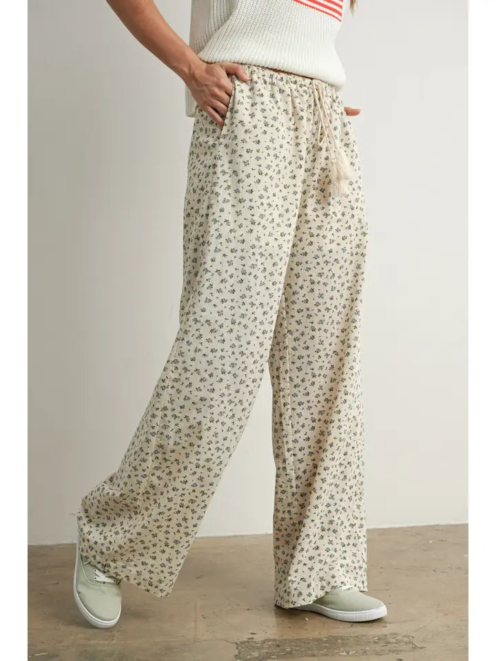 Floral Print Drawstring Pants