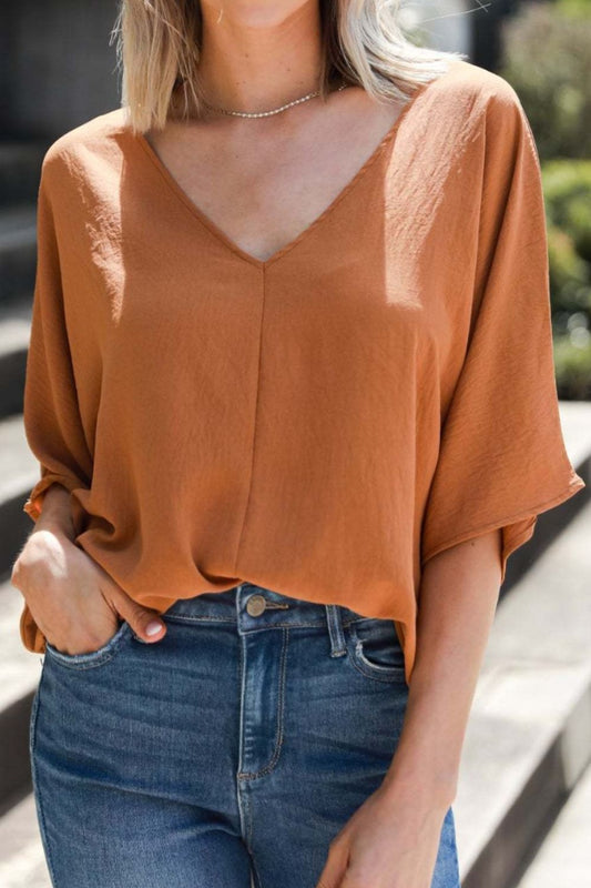 Pre-Order V-Neck Half Sleeve Blouse