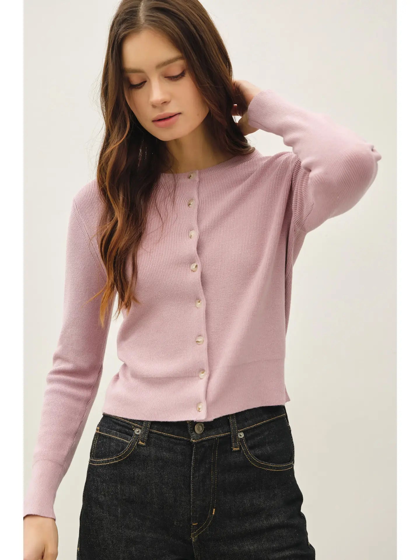 Ribbed Crewneck Cardigan