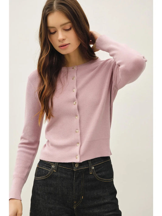 Ribbed Crewneck Cardigan