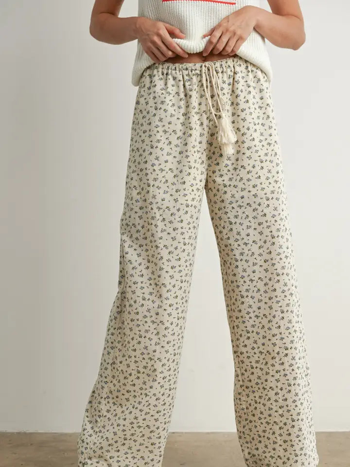 Floral Print Drawstring Pants