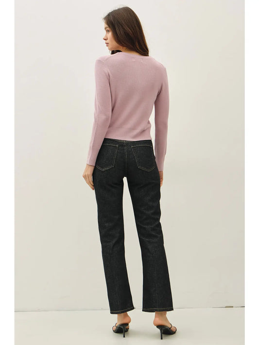 Ribbed Crewneck Cardigan
