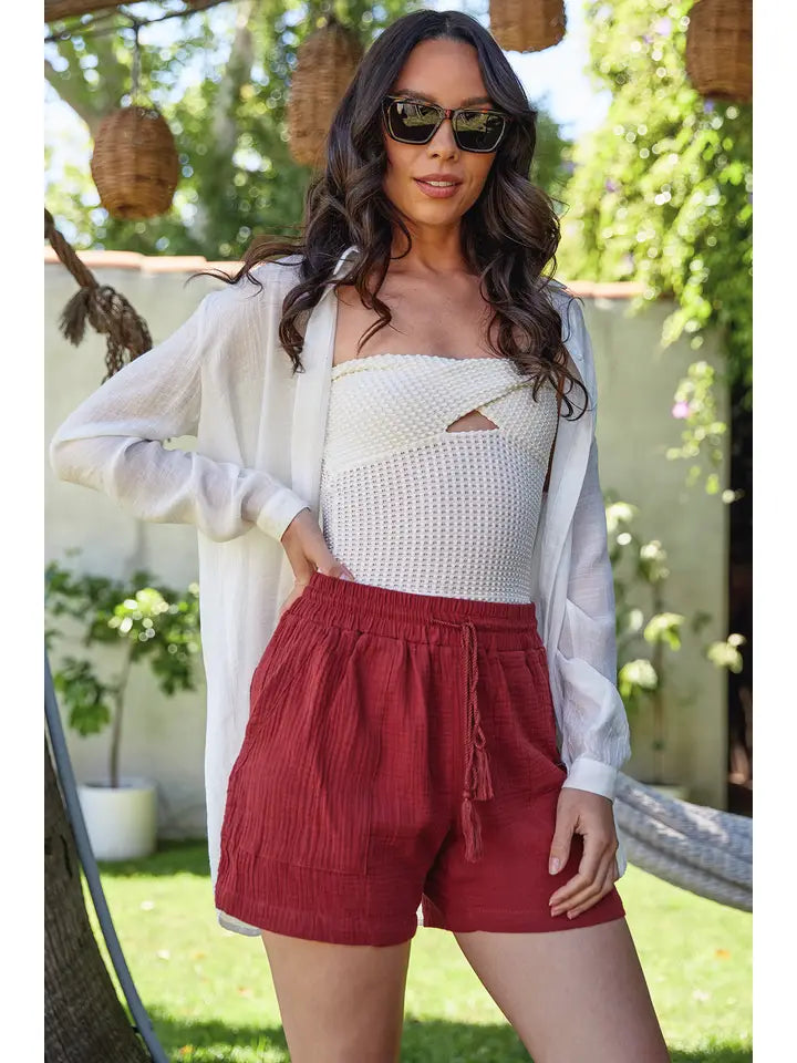 Missy Double Gauze Shorts with Porkchop Pockets