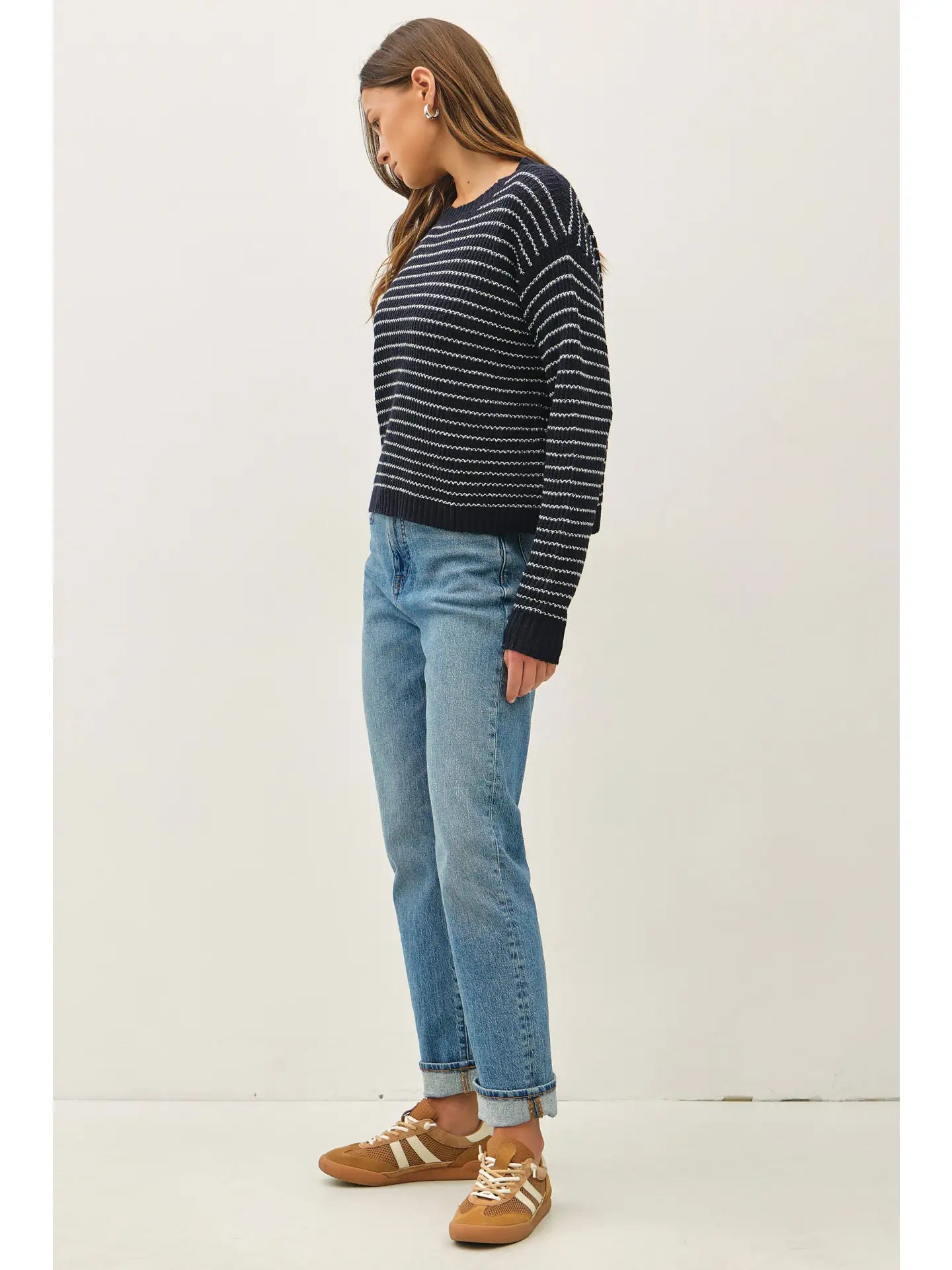 Striped Waffle Knit Sweater