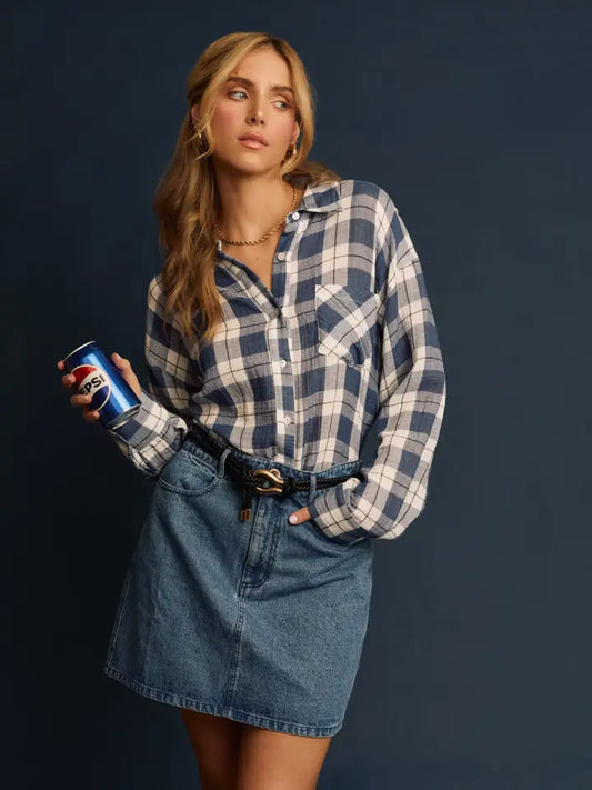 Oversize Double Gauze Plaid Shirt