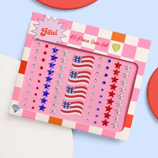 America Face Gems | Patriotic Face Stickers, Red White Blue