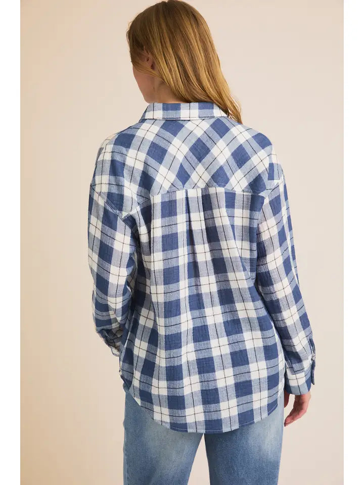 Oversize Double Gauze Plaid Shirt