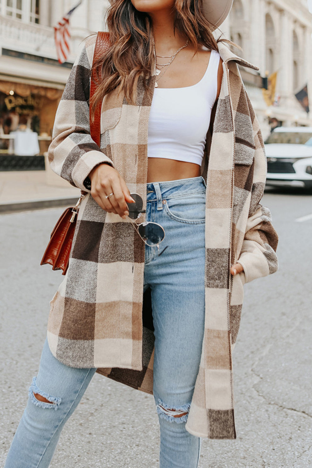 Pre-Order Plaid Button Up Dropped Shoulder Coat