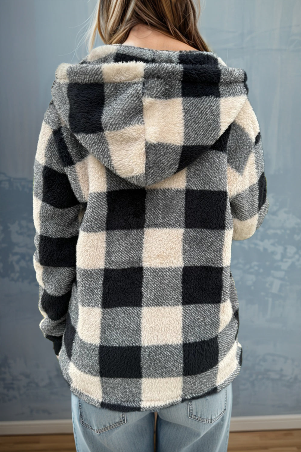 Pre-Order Double Take Full Size Plaid Long Sleeve Hooded Coat