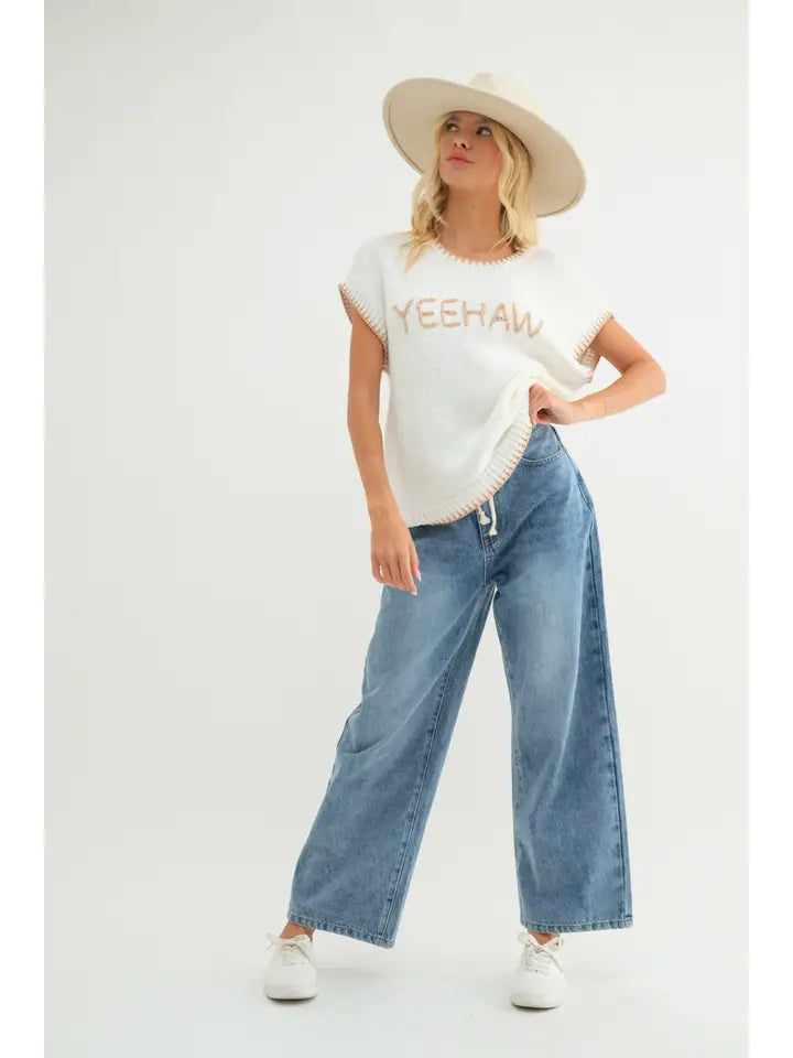 YeeHaw Hand Lettered Contrast Sweater