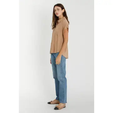 Solid Short Sleeve Button Down Shirt
