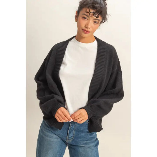 Oversized Textued Knit Cardigan Sweater