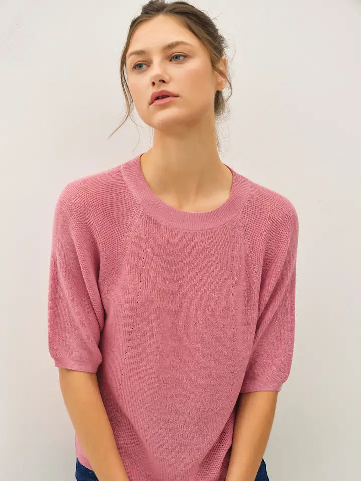Lightweight Short Sleeve Sweater Top
