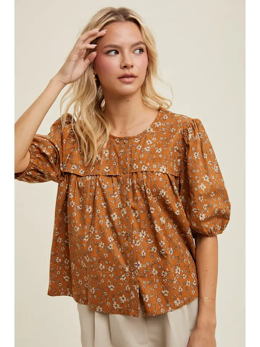 Floral Button-Up Blouse
