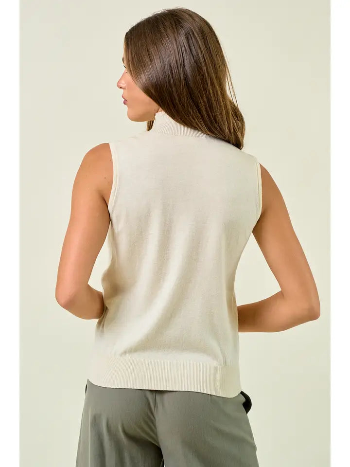 Basic Mock Neck Fine Knit Sweater Top