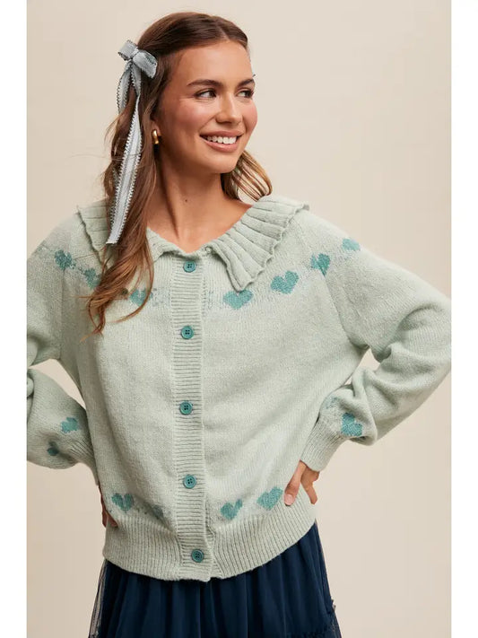 Mint To Be Heart Cardigan